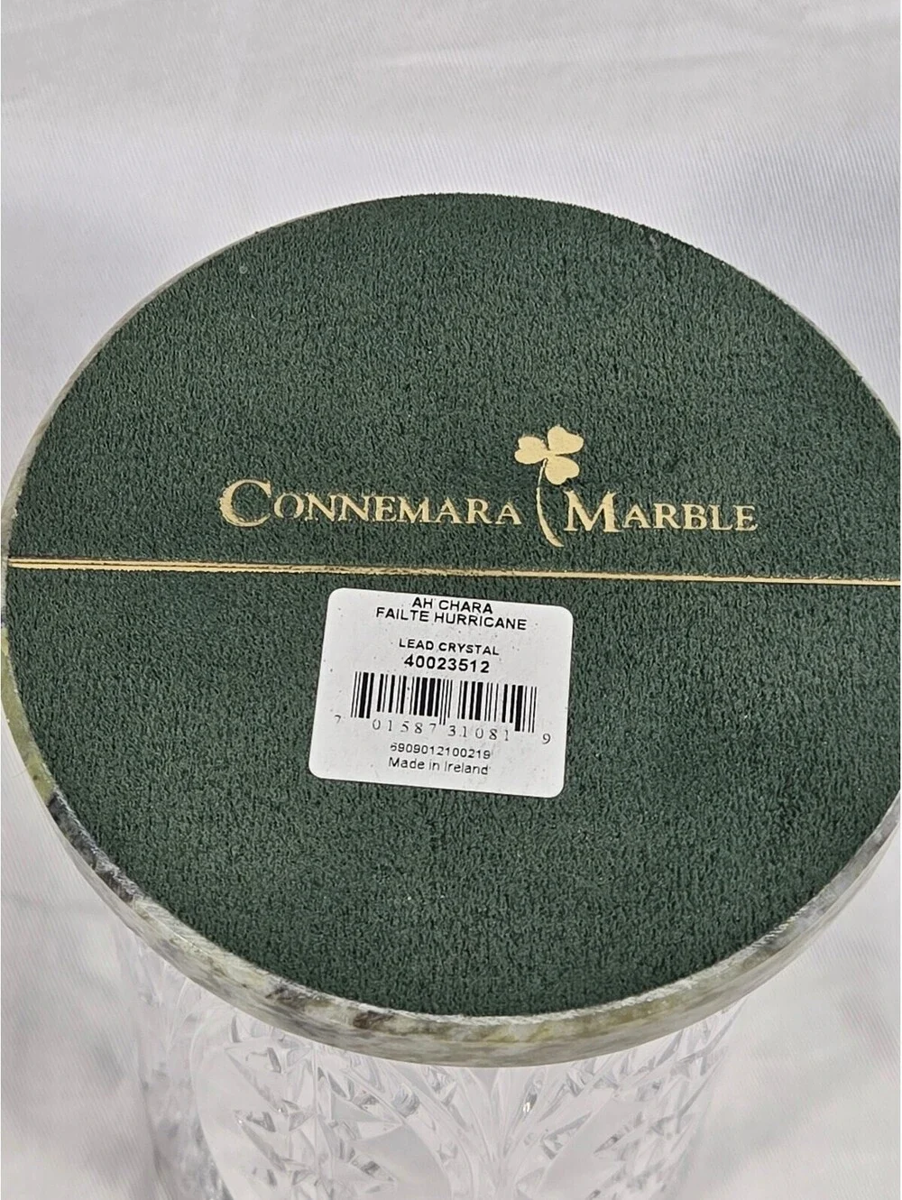 Waterford Crystal Connemara Marble Ah Chara Failte Cylinder Hurricane Lamp